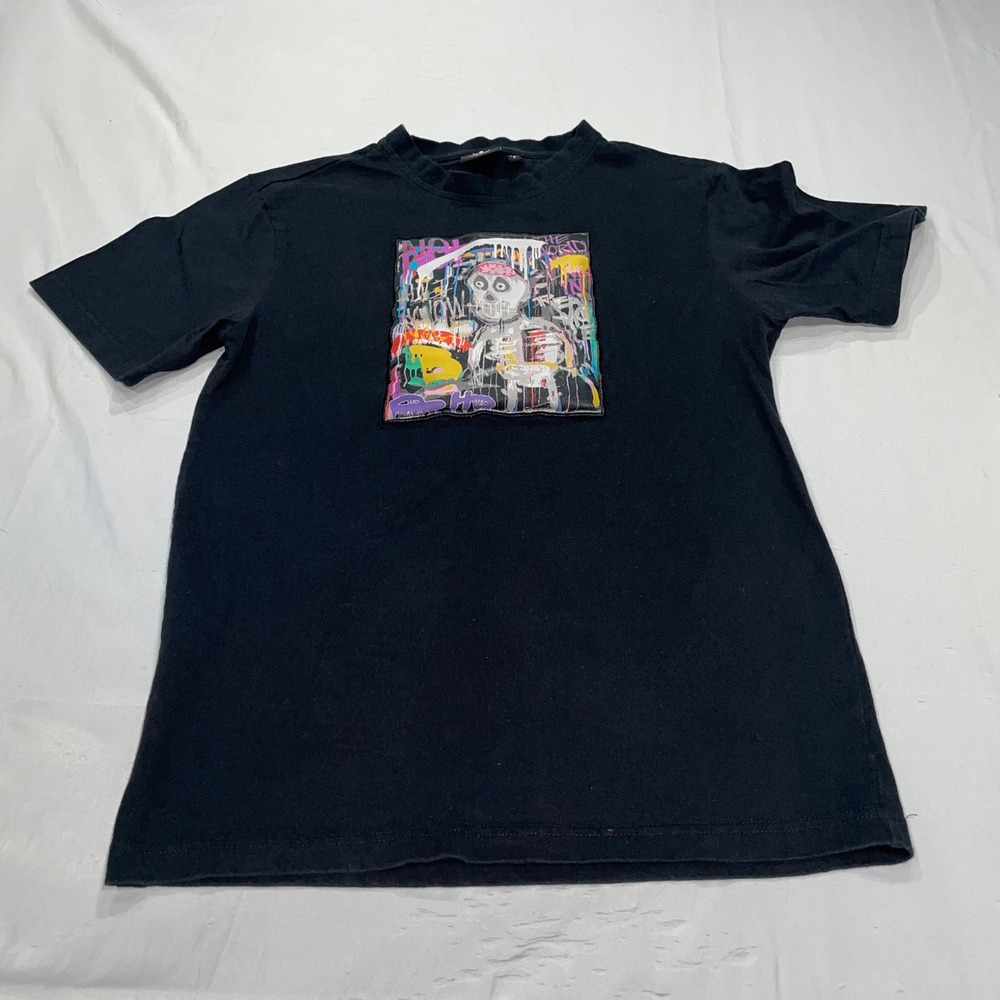 Tango Hotel Mens Skeleton Graffiti Graphic T-Shirt Black Size S Short Sleeve